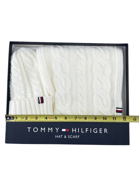 Tommy Hilfiger Cream Cable Knit Hat & Scarf Set - Picture 5 of 6